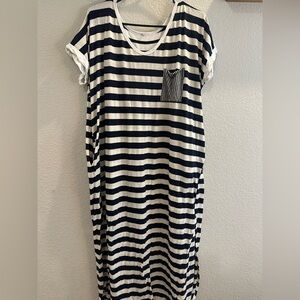 Navy and White Striped Casual Dress
